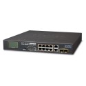 PLANET FGSD-1022VHP 8-Port 10/100TX 802.3at PoE + 2-Port Gigabit TP/SFP combo Desktop Switch with LCD PoE Monitor (120W)